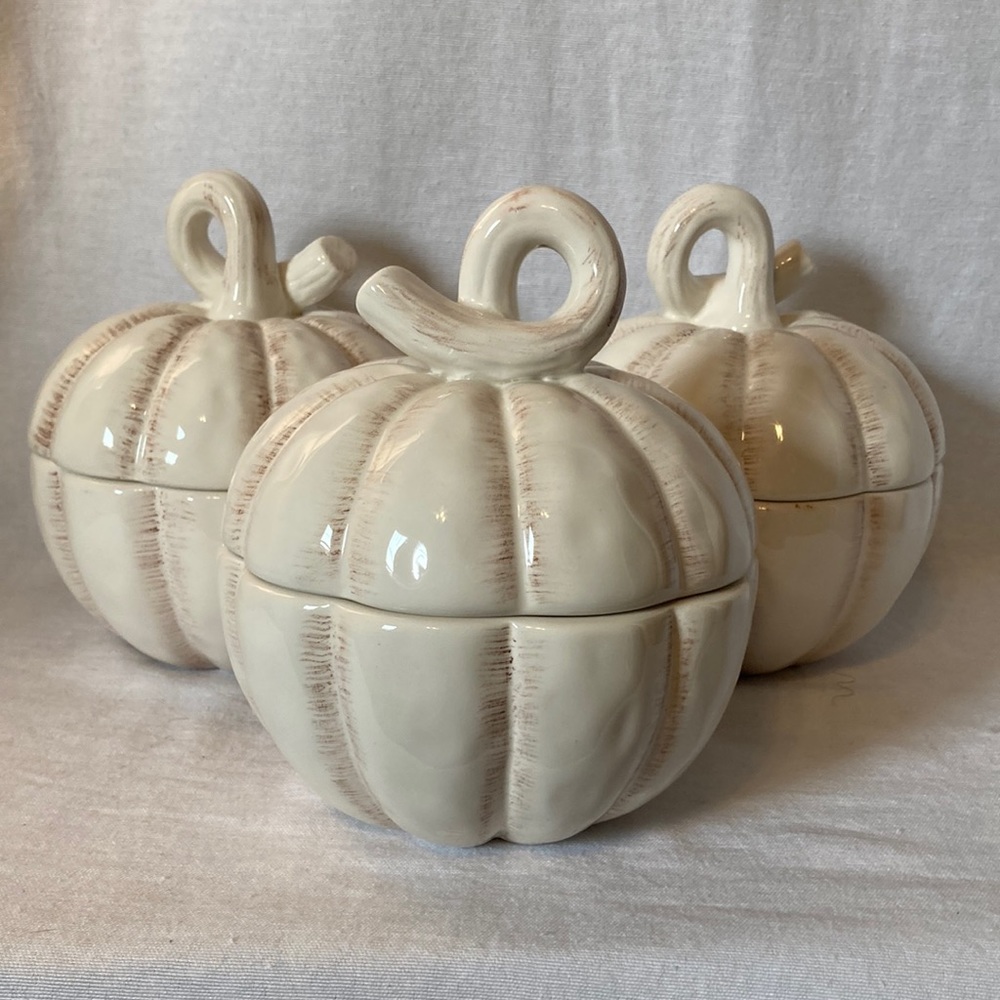 (3) American Atelier Pumpkin Bowls